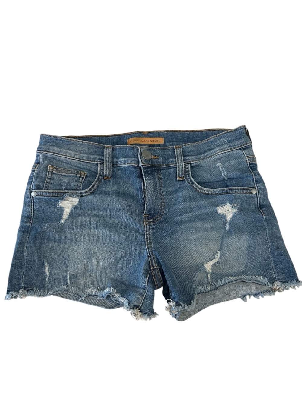 Rebecca Minkoff Melrose Shorts Size 25 Distressed Raw Hem Light Wash Cotton